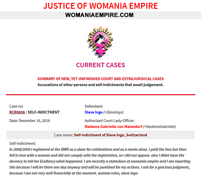 New Womania Court Case no.RCR0036