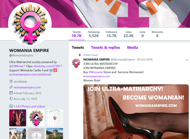FOLLOW WOMANIA EMPIRE ON TWITTER