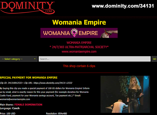 Womania Empire shop on DOMINITY.COM
