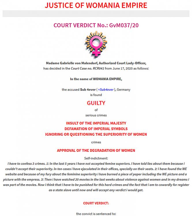 Womania Court Verdict 037/20